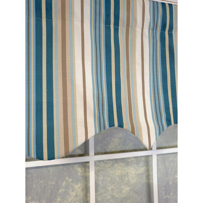 RLF Home Elisa Stripe Regal 100% Cotton with Fully Lined 3" Rod Pocket High Quality Spot Clean Valance 50" x 17" Blue