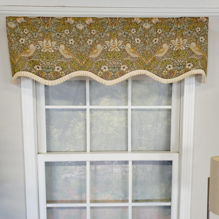 RLF Home Vivaldi Provence Pleated Ruffle Nature-Inspired Bird Motifs No Header Luxurious Home Decor Valance 50" x 14"