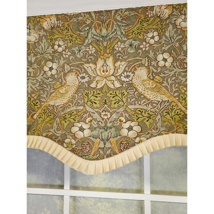 RLF Home Vivaldi Provence Pleated Ruffle Nature-Inspired Bird Motifs No Header Luxurious Home Decor Valance 50" x 14"