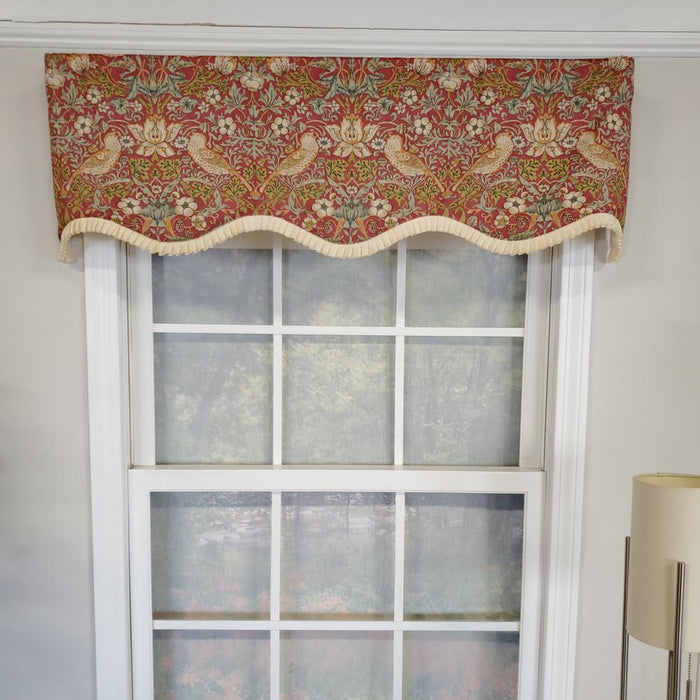 RLF Home Vivaldi Provence Pleated Ruffle Nature-Inspired Bird Motifs No Header Luxurious Home Decor Valance 50" x 14"