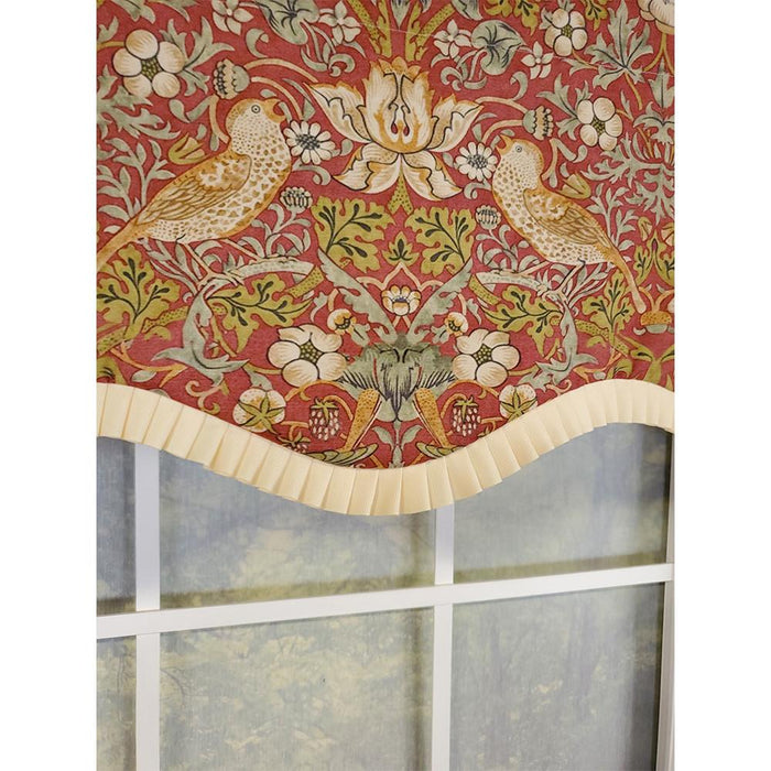 RLF Home Vivaldi Provence Pleated Ruffle Nature-Inspired Bird Motifs No Header Luxurious Home Decor Valance 50" x 14"