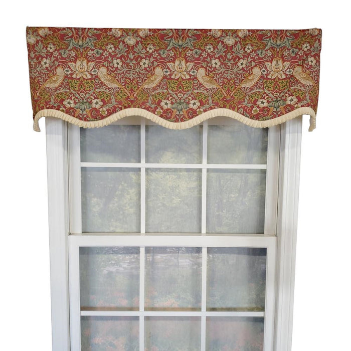 RLF Home Vivaldi Provence Pleated Ruffle Nature-Inspired Bird Motifs No Header Luxurious Home Decor Valance 50" x 14"