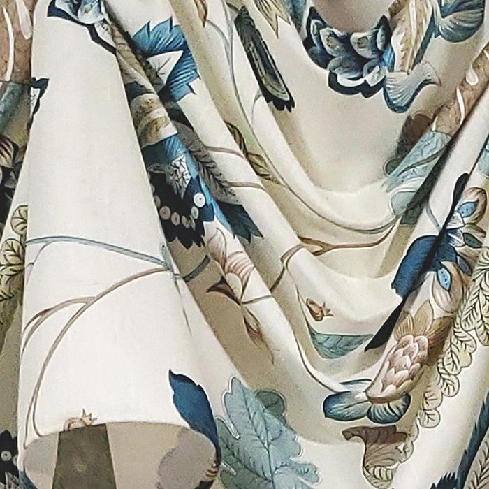 RLF Home Samanta 3" Tab Top Luxurious and Elegant Window Treatment 3-Scoop Victory Swag 56" x 18" Blue