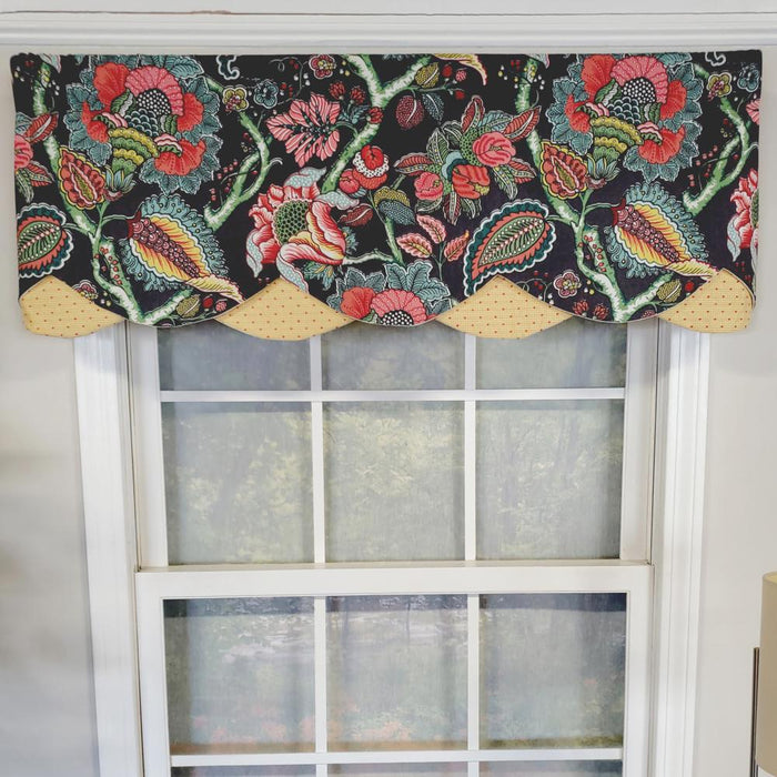 RLF Home Zoe Petticoat 3" Rod Pocket Lining Luxurious and Elegant Window Treatment Valance 50" x 15" Black