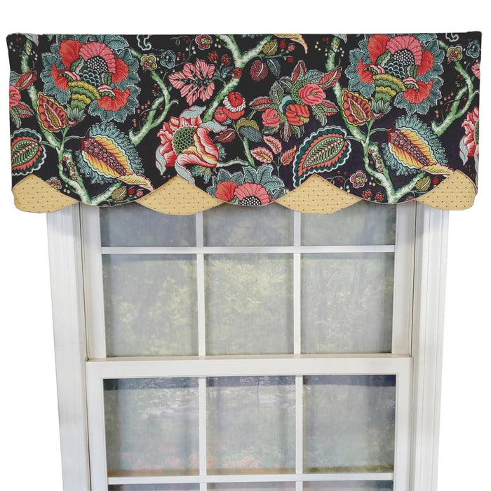 RLF Home Zoe Petticoat 3" Rod Pocket Lining Luxurious and Elegant Window Treatment Valance 50" x 15" Black