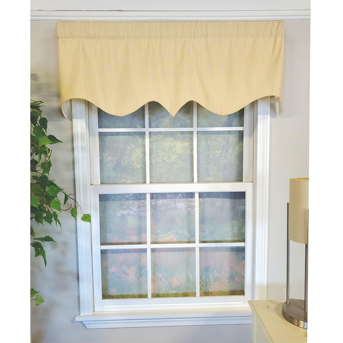 RLF Home Pin Stripe Regal 3" Rod Pocket Lining Luxurious and Elegant Window Treatment Valance 50" x 17" Yellow