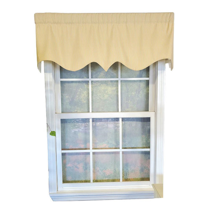 RLF Home Pin Stripe Regal 3" Rod Pocket Lining Luxurious and Elegant Window Treatment Valance 50" x 17" Yellow