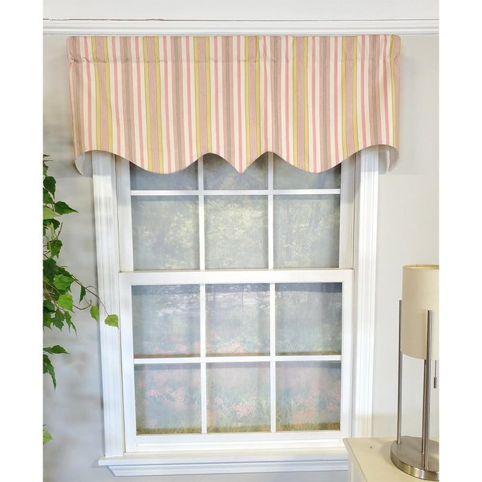 RLF Home Guava Stripe Regal 3" Rod Pocket Lining Luxurious and Elegant Window Treatment Valance 50" x 17" Pink