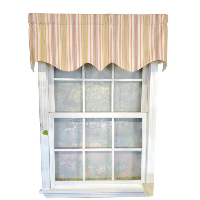 RLF Home Guava Stripe Regal 3" Rod Pocket Lining Luxurious and Elegant Window Treatment Valance 50" x 17" Pink