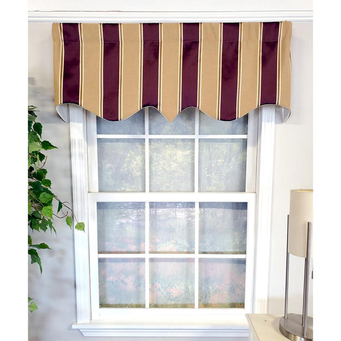 RLF Home Bengal Stripe Regal 3" Rod Pocket Lining Luxurious and Elegant Window Treatment Valance 50" x 17" Egg Plant