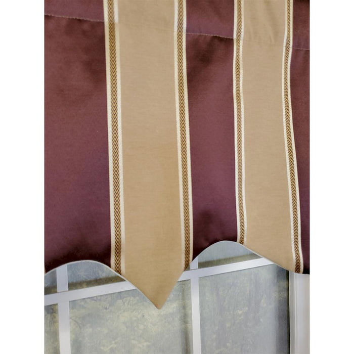 RLF Home Bengal Stripe Regal 3" Rod Pocket Lining Luxurious and Elegant Window Treatment Valance 50" x 17" Egg Plant