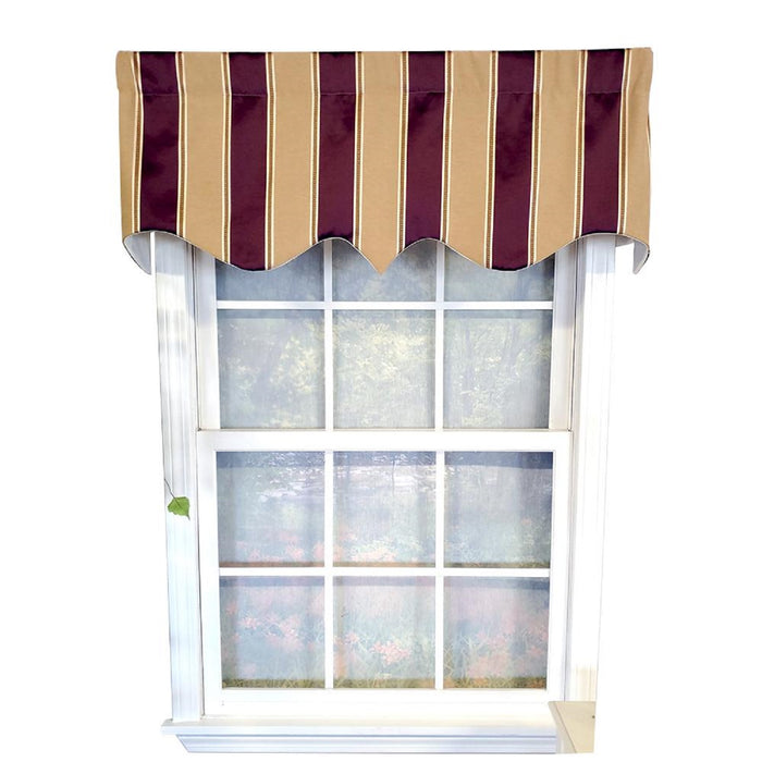 RLF Home Bengal Stripe Regal 3" Rod Pocket Lining Luxurious and Elegant Window Treatment Valance 50" x 17" Egg Plant