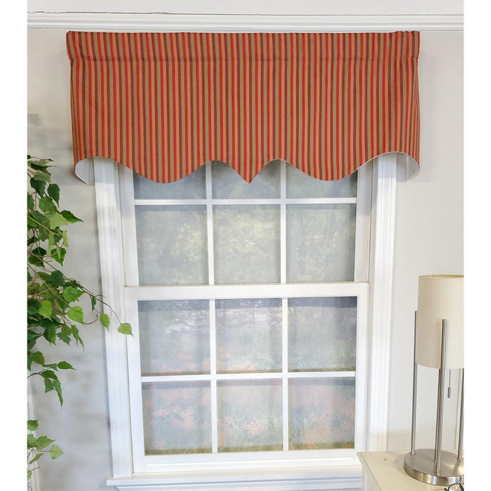 RLF Home Roman Stripe Regal 3" Rod Pocket Lining Luxurious and Elegant Window Treatment Valance 50" x 17" Orange