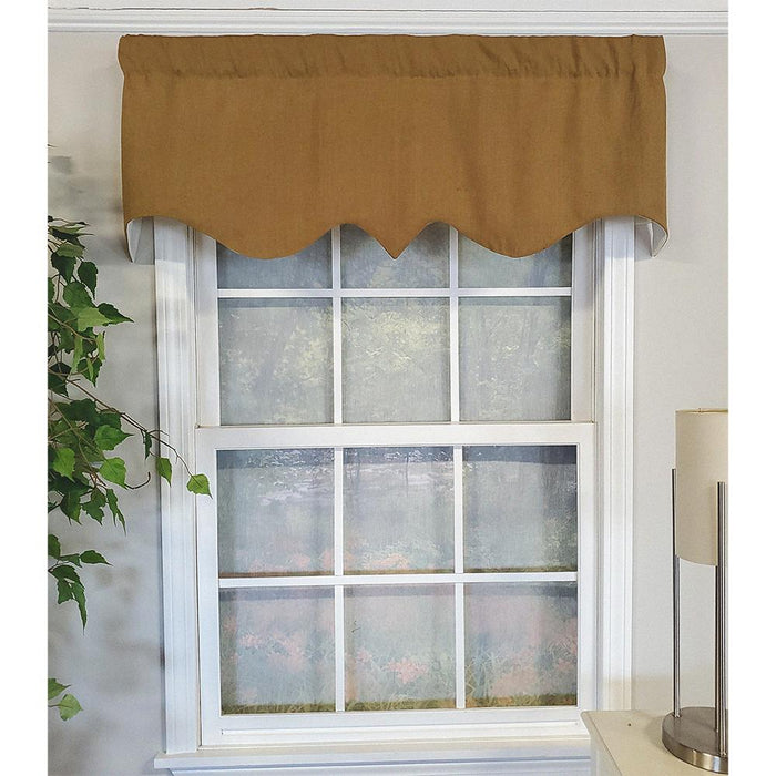 RLF Home Linen Slub Regal 3" Rod Pocket Lining Luxurious and Elegant Window Treatment Valance 50" x 17" Coffee