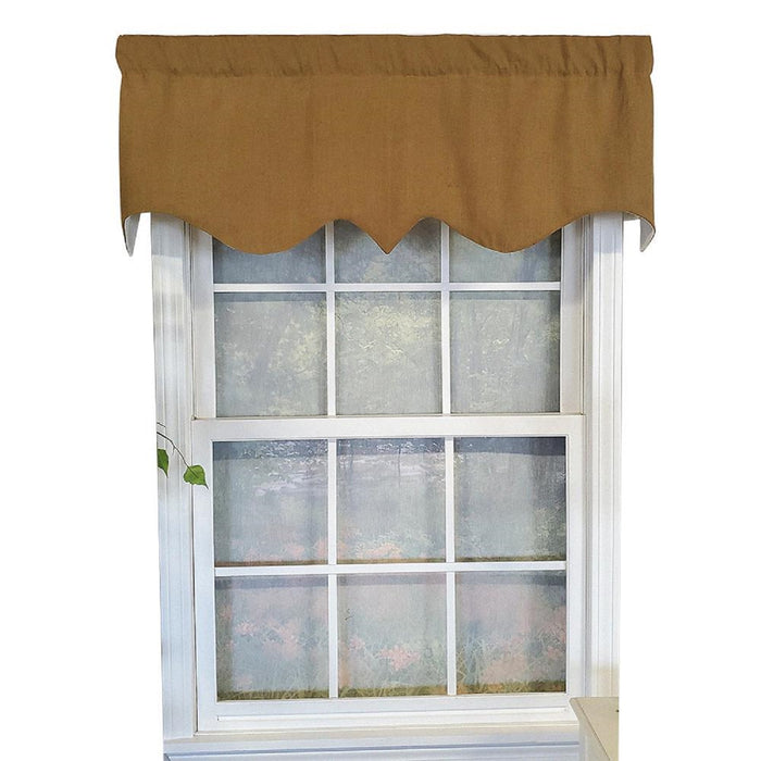 RLF Home Linen Slub Regal 3" Rod Pocket Lining Luxurious and Elegant Window Treatment Valance 50" x 17" Coffee