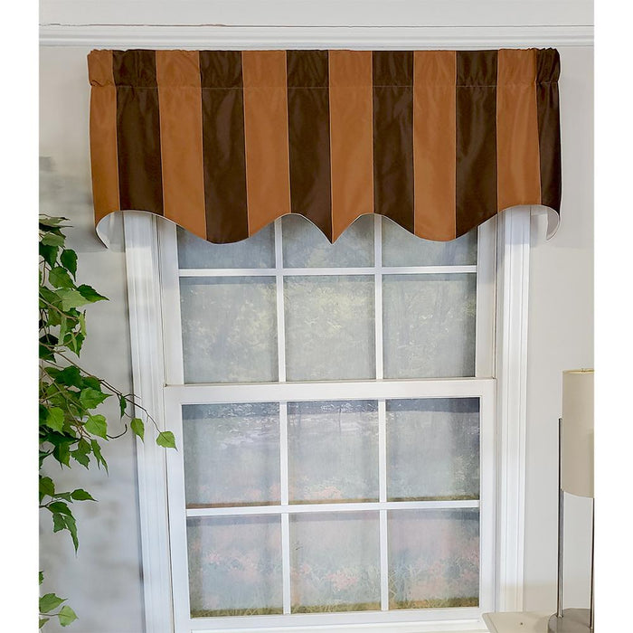 RLF Home Pascal Stripe Regal 3" Rod Pocket Lining Luxurious and Elegant Window Treatment Valance 50" x 17" Espresso