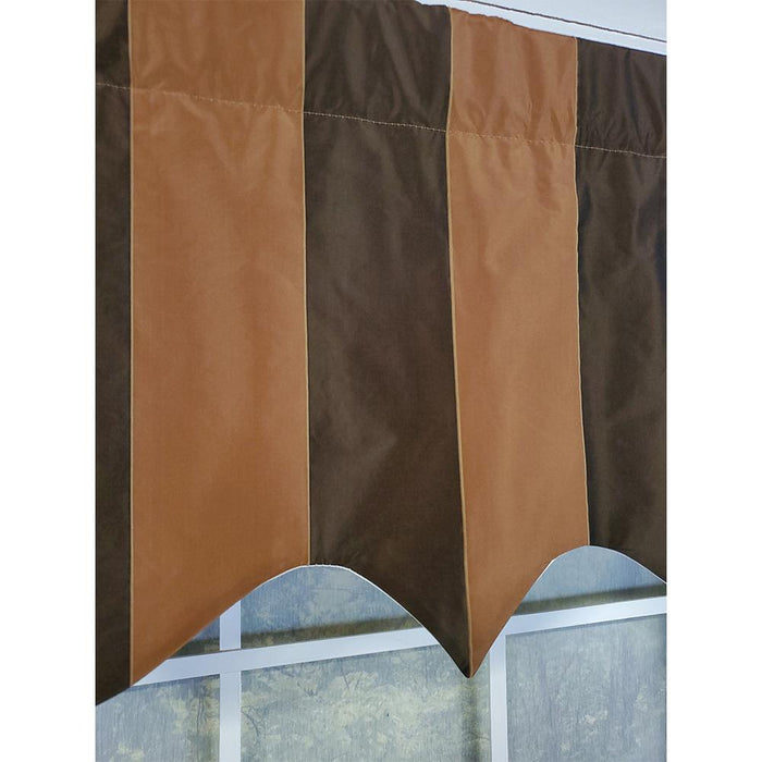 RLF Home Pascal Stripe Regal 3" Rod Pocket Lining Luxurious and Elegant Window Treatment Valance 50" x 17" Espresso