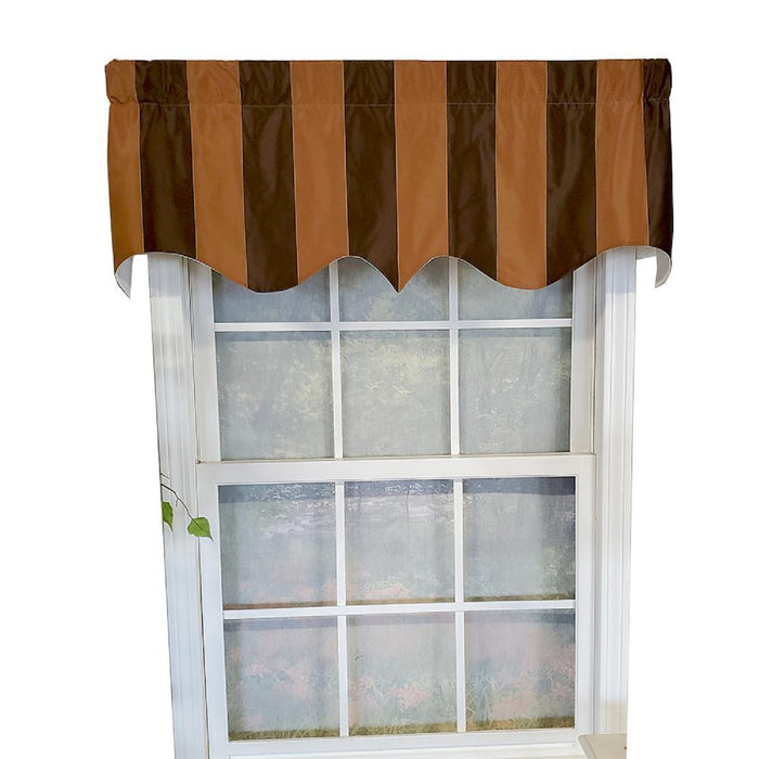 RLF Home Pascal Stripe Regal 3" Rod Pocket Lining Luxurious and Elegant Window Treatment Valance 50" x 17" Espresso