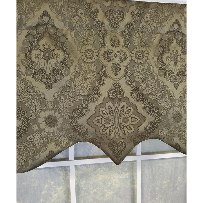 RLF Home Chintz Regal 3" Rod Pocket Lining Luxurious and Elegant Window Treatment Valance 50" x 17" Olive