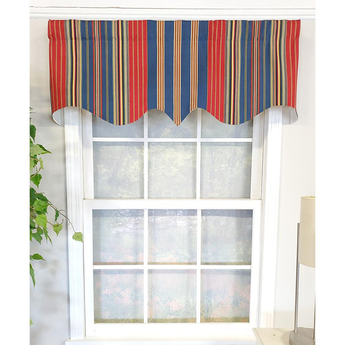 RLF Home Sailor Stripe Regal 3" Rod Pocket Lining Luxurious and Elegant Window Treatment Valance 50" x 17" Nautical