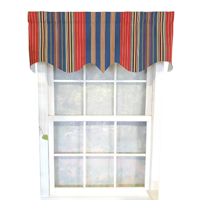 RLF Home Sailor Stripe Regal 3" Rod Pocket Lining Luxurious and Elegant Window Treatment Valance 50" x 17" Nautical