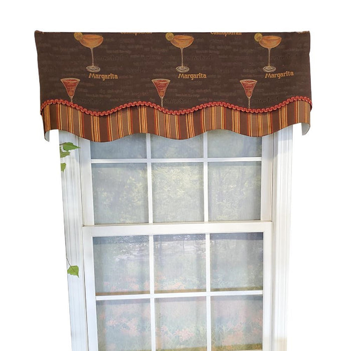 RLF Home Margarita Glory 3" Rod Pocket Lining Luxurious and Elegant Window Treatment Valance 50" x 16" Oakwood