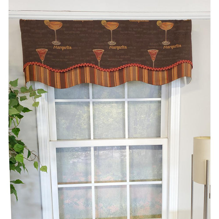 RLF Home Martini Glory 3" Rod Pocket Lining Luxurious and Elegant Window Treatment Valance 50" x 16" Oakwood