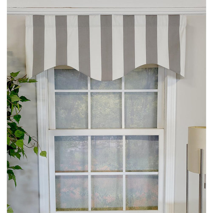 RLF Home Cabana Stripe Cornice 3" Rod Pocket Lining Luxurious and Elegant Window Treatment Valance 50" x 17" Gray
