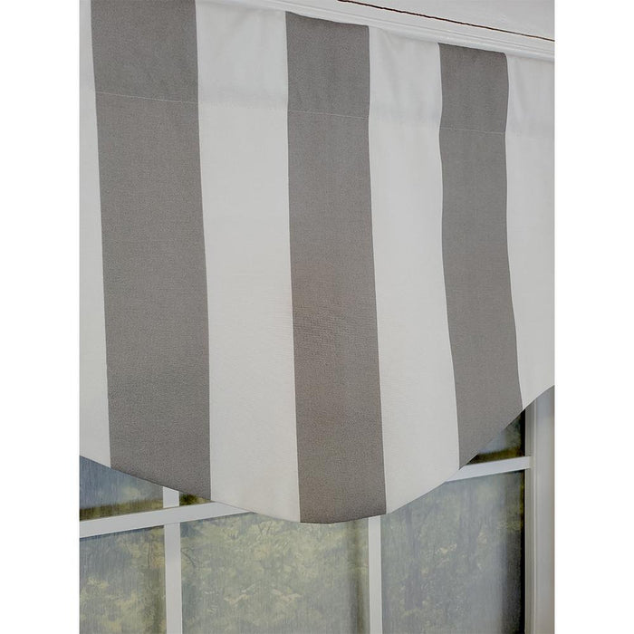 RLF Home Cabana Stripe Cornice 3" Rod Pocket Lining Luxurious and Elegant Window Treatment Valance 50" x 17" Gray