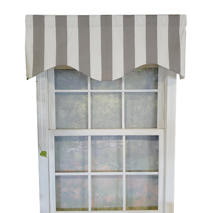 RLF Home Cabana Stripe Cornice 3" Rod Pocket Lining Luxurious and Elegant Window Treatment Valance 50" x 17" Gray