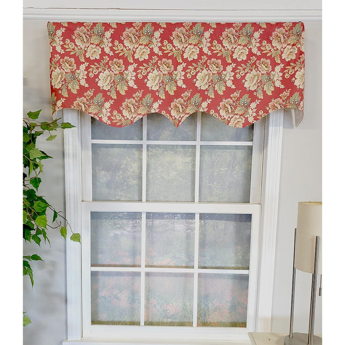 RLF Home Linda Regal 3" Rod Pocket Lining Luxurious and Elegant Window Treatment Valance 50" x 17" Red