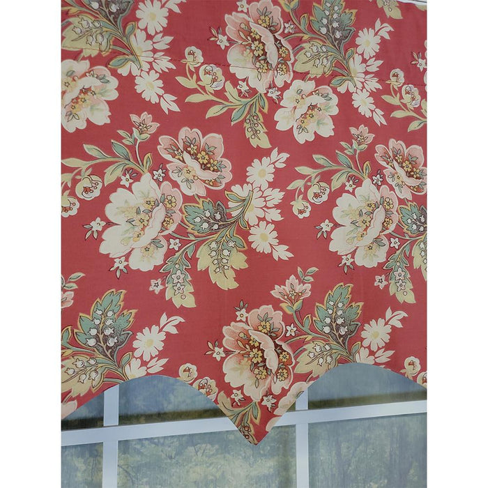 RLF Home Linda Regal 3" Rod Pocket Lining Luxurious and Elegant Window Treatment Valance 50" x 17" Red