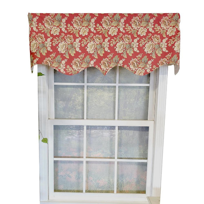 RLF Home Linda Regal 3" Rod Pocket Lining Luxurious and Elegant Window Treatment Valance 50" x 17" Red