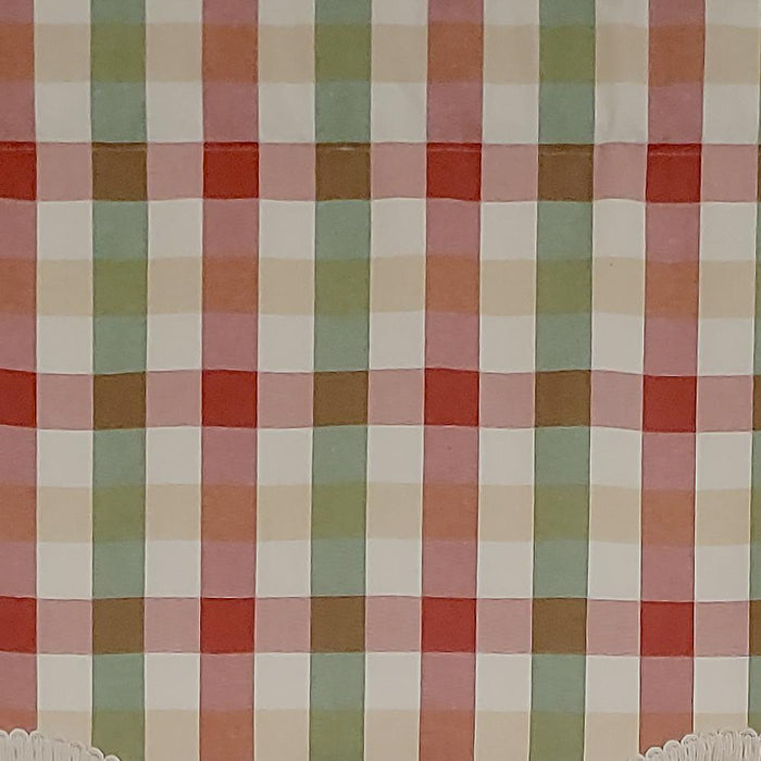 RLF Home Bison Check Trimmed Provance 3" Rod Pocket Lining Luxurious and Elegant Window Treatment Valance 50" x 15" Multi