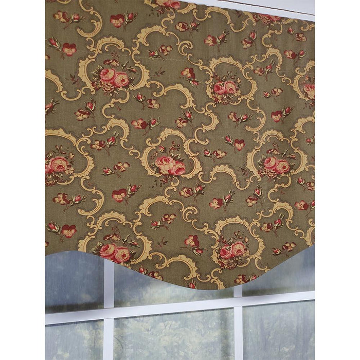 RLF Home Fani Provance 3" Rod Pocket Lining Luxurious and Elegant Window Treatment Valance 50" x 15" Hunter