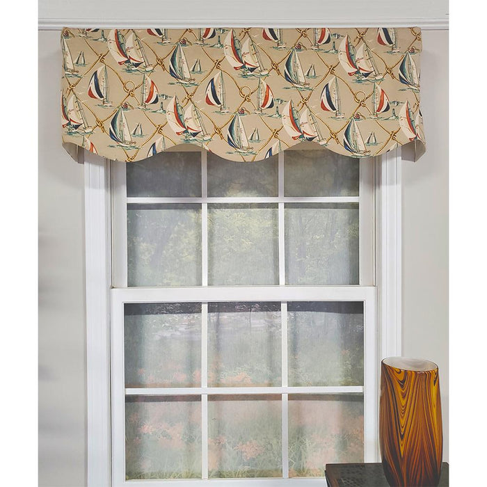RLF Home Sail Away Provance 3" Rod Pocket Lining Luxurious and Elegant Window Treatment Valance 50" x 15" Beige