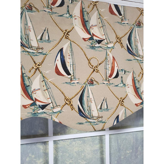 RLF Home Sail Away Provance 3" Rod Pocket Lining Luxurious and Elegant Window Treatment Valance 50" x 15" Beige