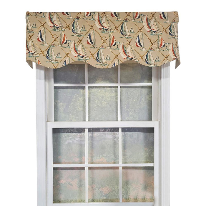 RLF Home Sail Away Provance 3" Rod Pocket Lining Luxurious and Elegant Window Treatment Valance 50" x 15" Beige