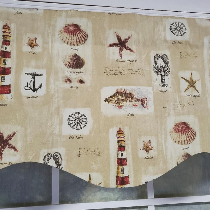 RLF Home Harbor Provance 3" Rod Pocket Lining Luxurious and Elegant Window Treatment Valance 50" x 15" Beige