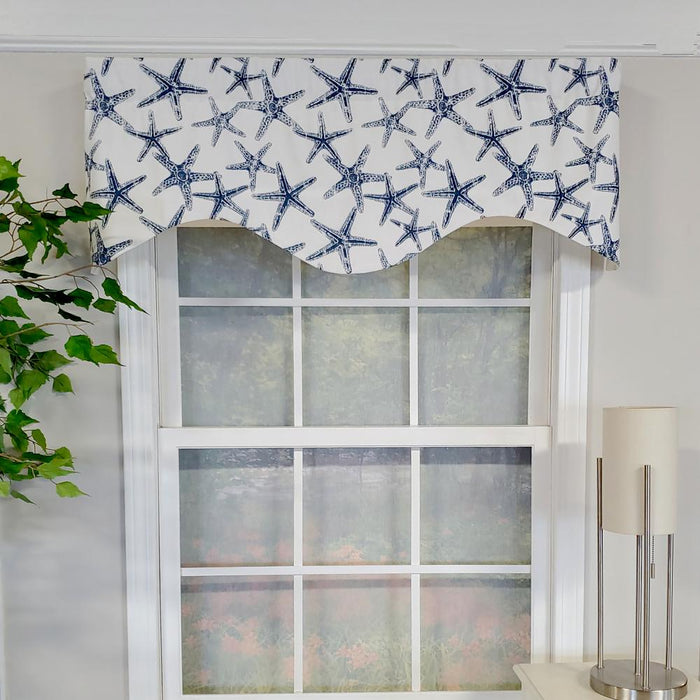 RLF Home Sea Friends Cornice 3" Rod Pocket Lining Luxurious and Elegant Window Treatment Valance 50" x 17" Navy