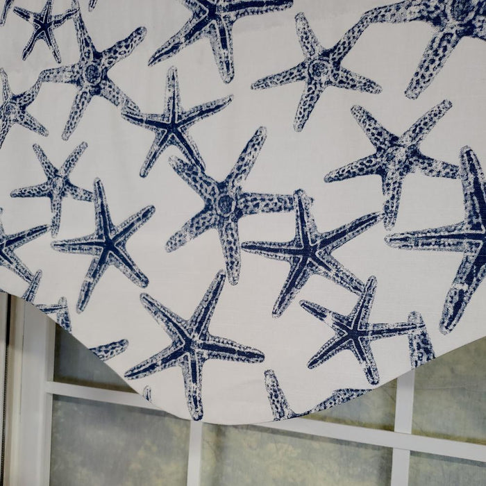 RLF Home Sea Friends Cornice 3" Rod Pocket Lining Luxurious and Elegant Window Treatment Valance 50" x 17" Navy