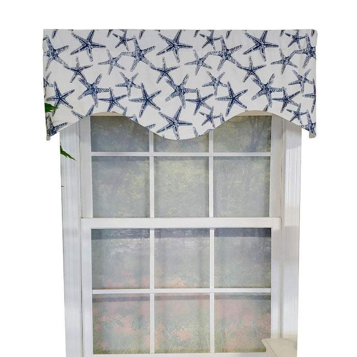RLF Home Sea Friends Cornice 3" Rod Pocket Lining Luxurious and Elegant Window Treatment Valance 50" x 17" Navy
