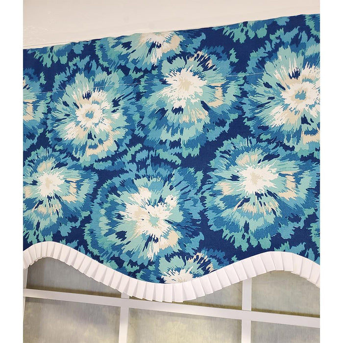 RLF Home Burst Provance 3" Rod Pocket Lining Luxurious and Elegant Window Treatment Valance 50" x 16" Blue