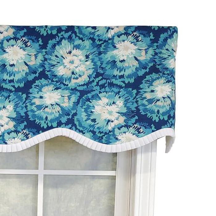 RLF Home Burst Provance 3" Rod Pocket Lining Luxurious and Elegant Window Treatment Valance 50" x 16" Blue