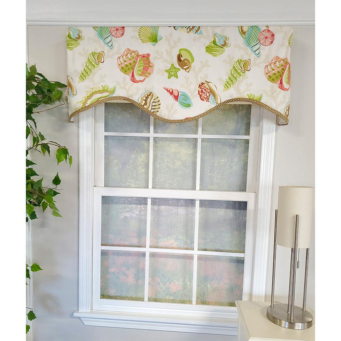 RLF Home Bay Beach Cornice 3" Rod Pocket Lining Luxurious and Elegant Window Treatment Valance 50" x 17" Multi