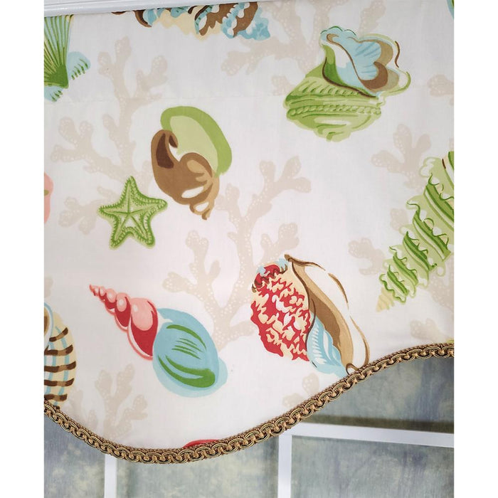 RLF Home Bay Beach Cornice 3" Rod Pocket Lining Luxurious and Elegant Window Treatment Valance 50" x 17" Multi