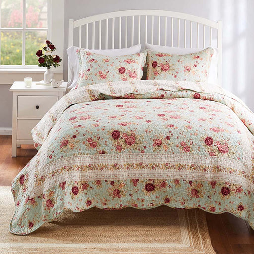 Greenland Home Antique Rose Authentic Patchwork Construction Quilt Set 3-Piece King/California King Blue - King/California King