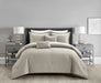 NY&C Home Trinity 5 Piece Cotton Blend Comforter Set Jacquard Interlaced Geometric Pattern Design Bedding - Decorative Pillows Shams Included, Queen, Taupe - Queen