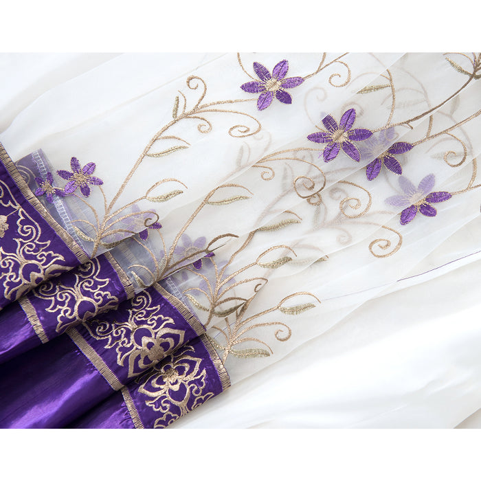 Priscilla Embroidered Shower Curtain 70'' x 72'' With Double Valance Purple - Purple