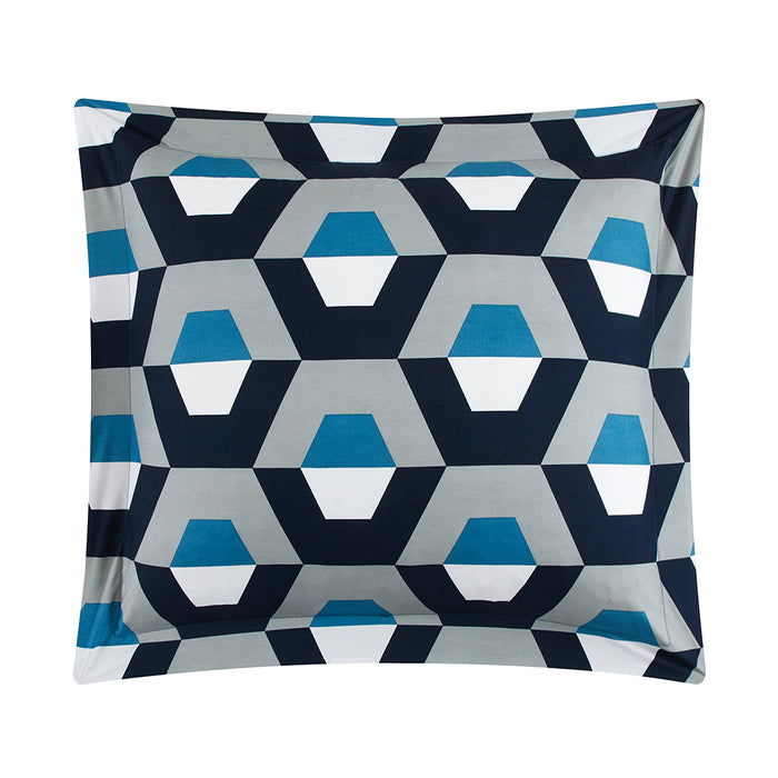 Chic Home Miles 8 Piece Comforter Set Contemporary Geometric Hexagon Pattern Print Design Bed In A Bag Bedding King Blue - King